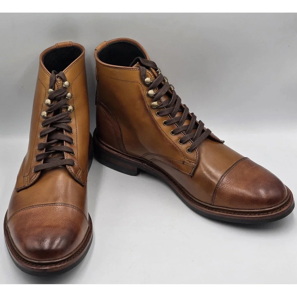 Allen Edmonds Landon Cap Toe Leather Boots Men's 8.5D Walnut USA 3739